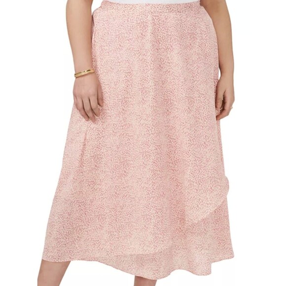Vince Camuto Pink‎ Feminine Flowy Romantic High Low Midi Skirt NWT 24W $109 - Picture 1 of 12